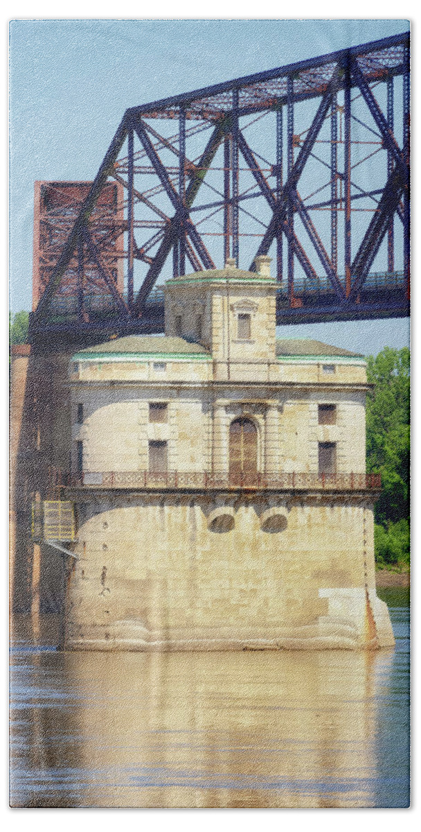 St Louis Water Intake Tower Bath Towel featuring the photograph St Louis Water Intake Tower 2 by Susan Rissi Tregoning