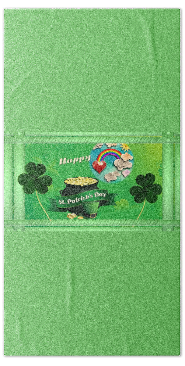 St. Patrick's Day Bath Towel featuring the mixed media St. Patrick's Day for Kids by Nancy Ayanna Wyatt