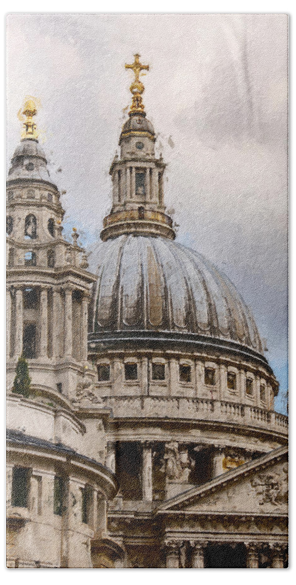 Architecture Bath Towel featuring the digital art St. Pauls by Geir Rosset