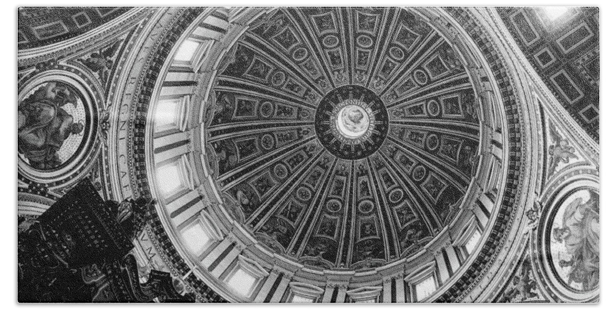 St. Peter's Basilica Bath Towel featuring the photograph St Peters Basilica Dome Interior by Doug Sturgess