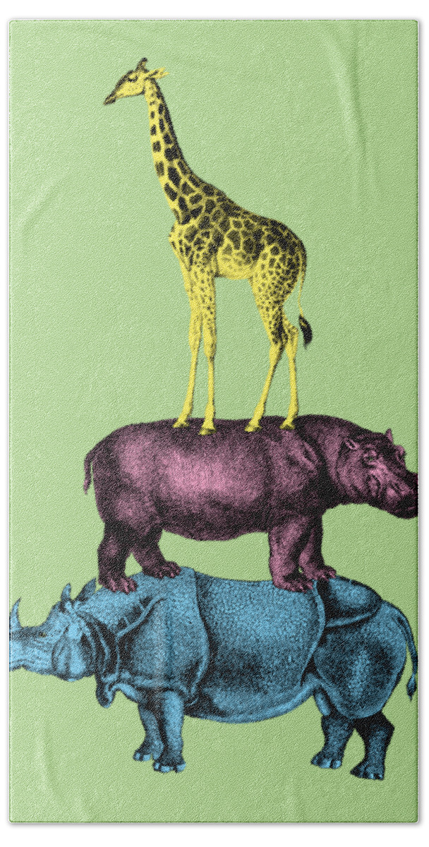 Animal Hand Towel featuring the digital art Stack Of Animals by Madame Memento