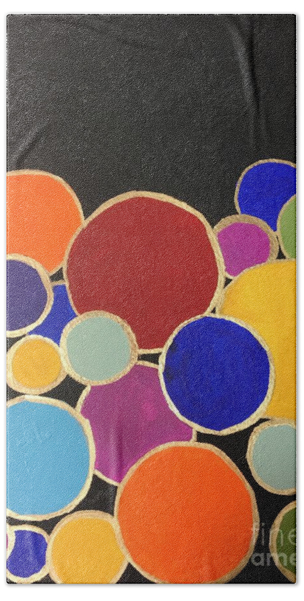 Abstracts Bath Towel featuring the painting Stainglass Circles by Debora Sanders