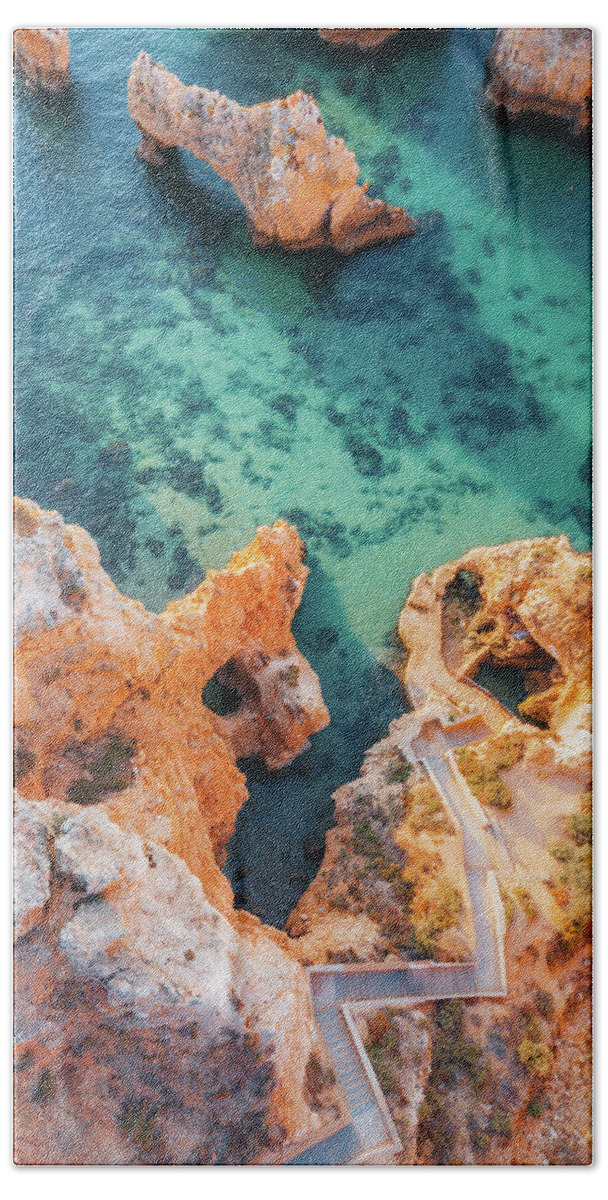 Marinha Bath Towel featuring the photograph Stairway to Algarve by Francesco Riccardo Iacomino