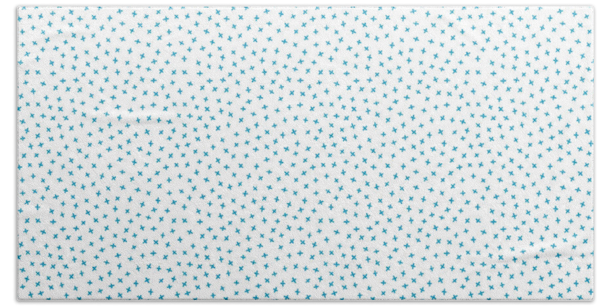 Nikita Coulombe Bath Towel featuring the painting Star Pattern turquoise on white by Nikita Coulombe