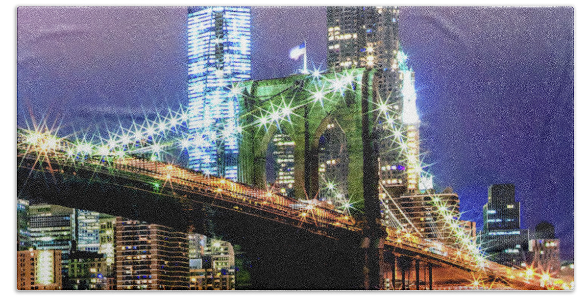 New York City Hand Towel featuring the photograph Star Spangled Skyline Triptych_3 by Az Jackson