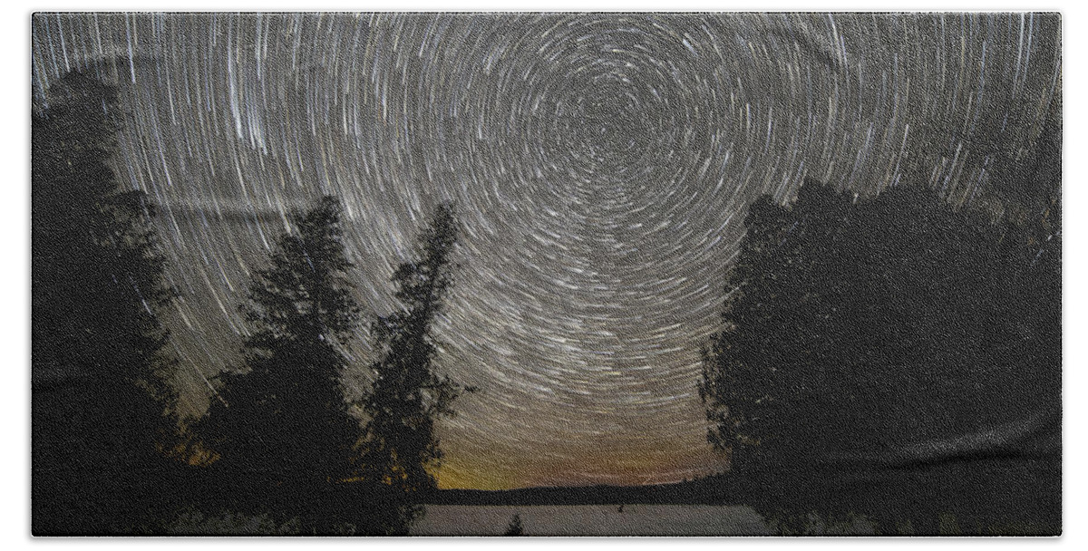 Stars Bath Towel featuring the photograph Star Trails Over Lake George 1 by John Meader