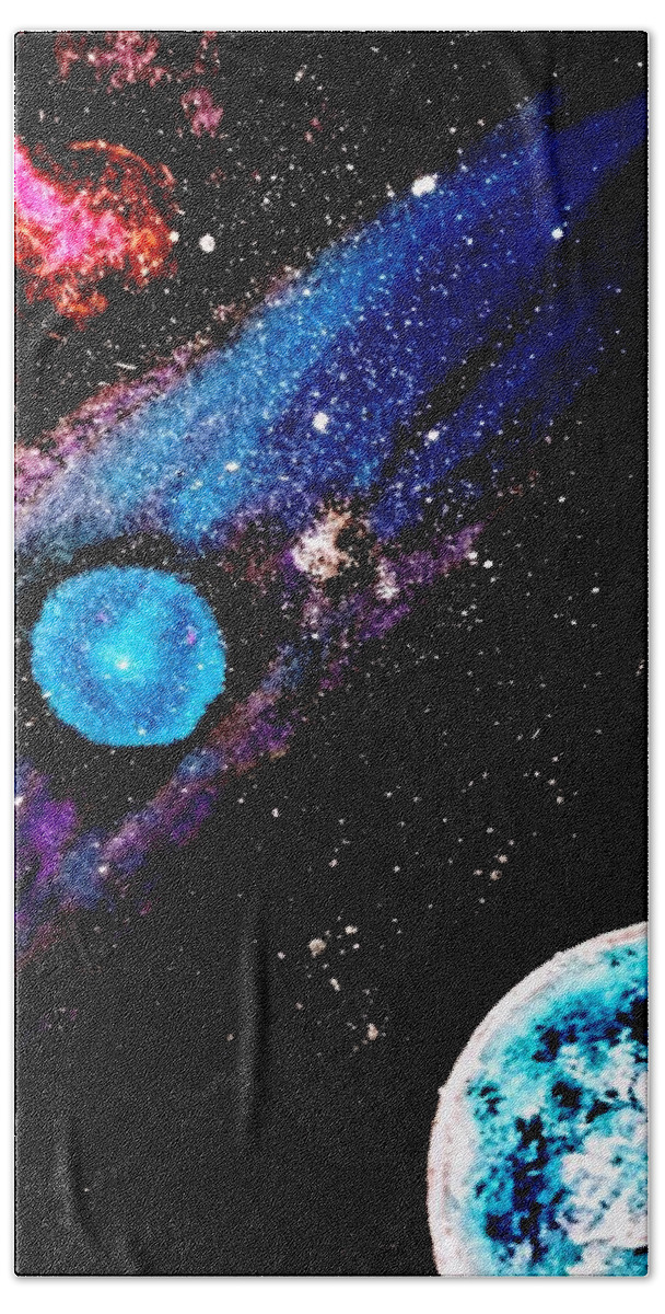 Stars Hand Towel featuring the painting Starry Night by Anna Adams