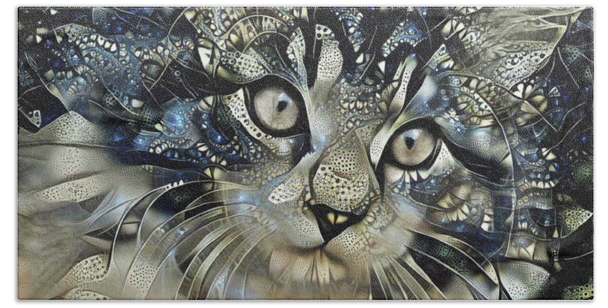 Cat Hand Towel featuring the digital art Starstruck by Peggy Collins