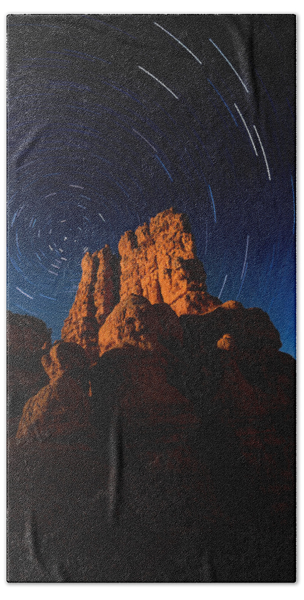 Arches Hand Towel featuring the photograph Stary Trails at Red Canyon by Edgars Erglis