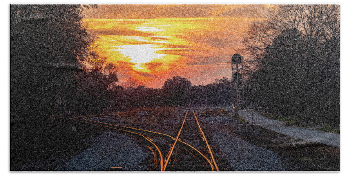 2019 Bath Towel featuring the photograph State Street Crossing at Sunset by Charles Hite