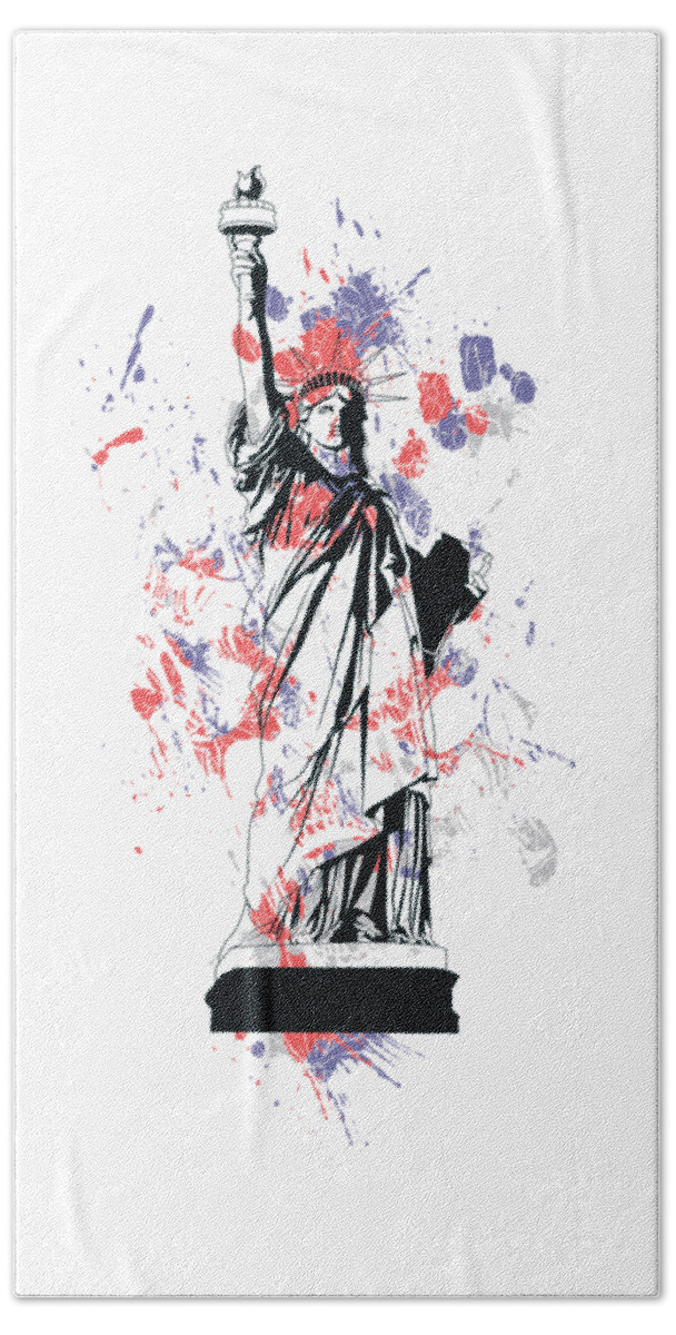 Military Bath Towel featuring the digital art Statue of Liberty by Jacob Zelazny