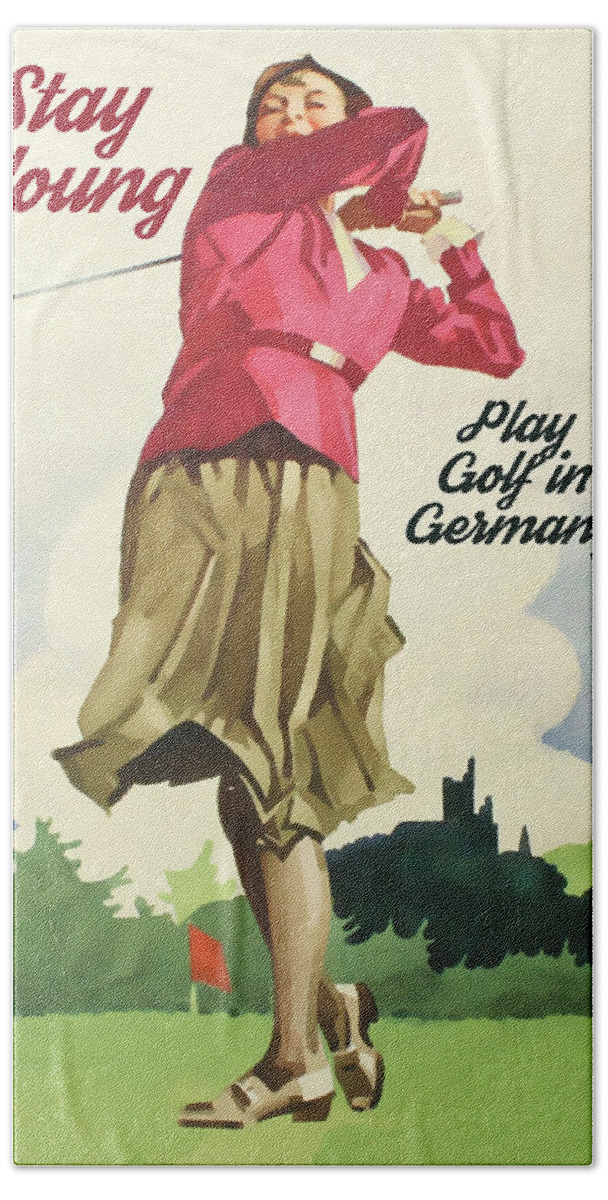 Germany Bath Towel featuring the digital art Stay Young and Play Golf in Germany by Long Shot