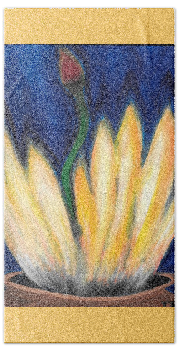 Fire Hand Towel featuring the painting STD by Esoteric Gardens KN