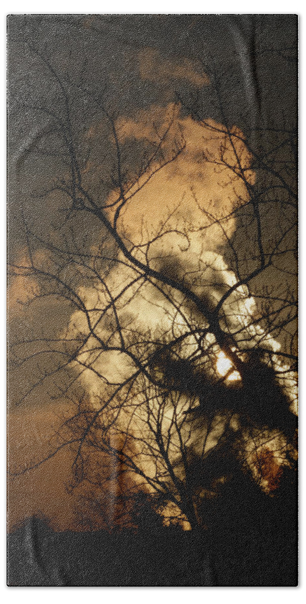 Black Bath Towel featuring the photograph Steam Cloud Holding the Sun December 27 2020 by Miriam A Kilmer