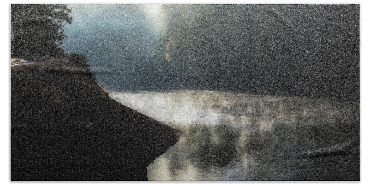 Steam Rising Hand Towel featuring the photograph Steam rising, Alpine Lake by Donald Kinney