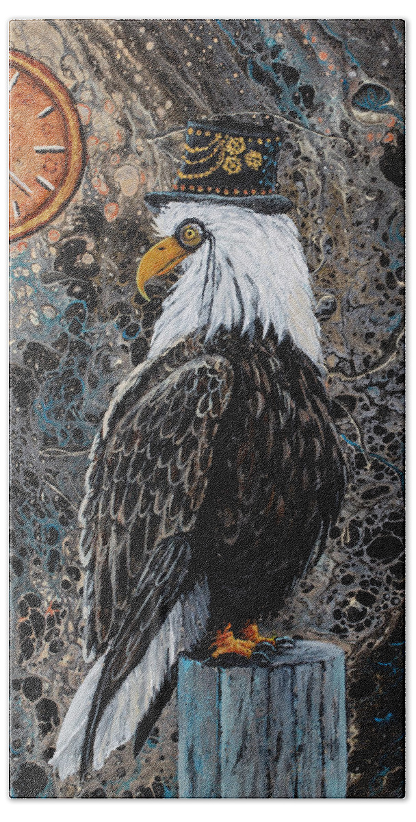 Steampunk Bath Towel featuring the painting Steampunk Eagle by Darice Machel McGuire