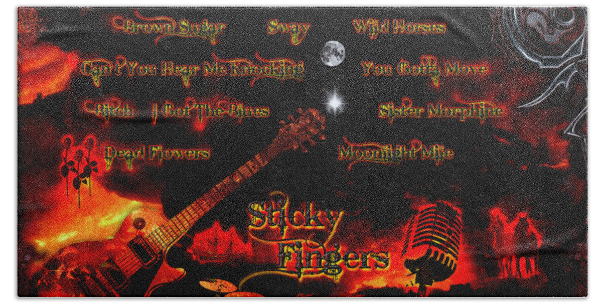 The Rolling Stones Hand Towel featuring the digital art Sticky Fingers by Michael Damiani