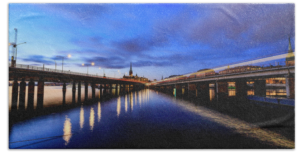 Europe Hand Towel featuring the photograph Stockholm bridges by Alexander Farnsworth