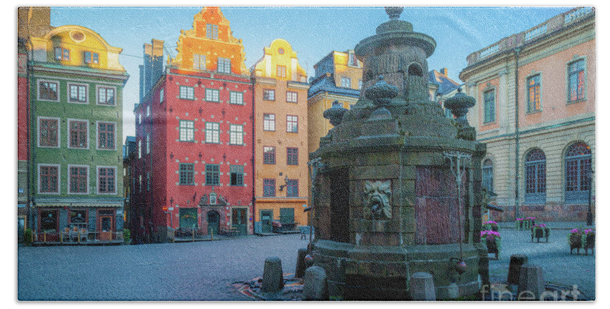Europe Bath Towel featuring the photograph Stockholm Stortorget by Inge Johnsson