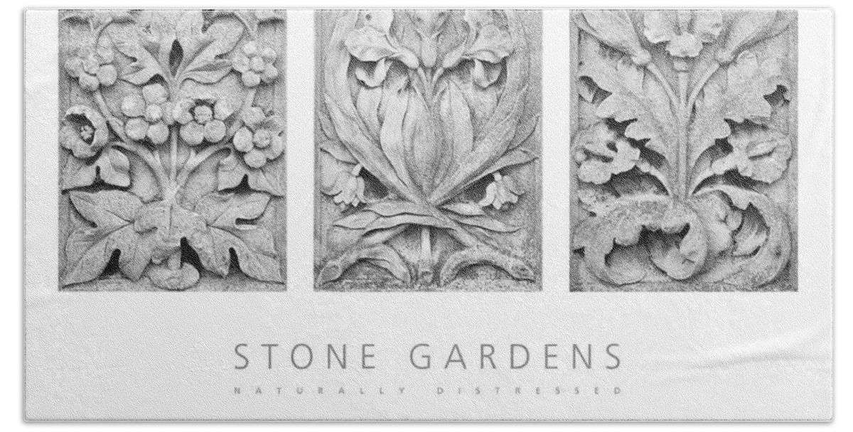 Flora Sculpture Reliefs Bath Towel featuring the photograph Stone Gardens 2 Naturally Distressed Poster by David Davies