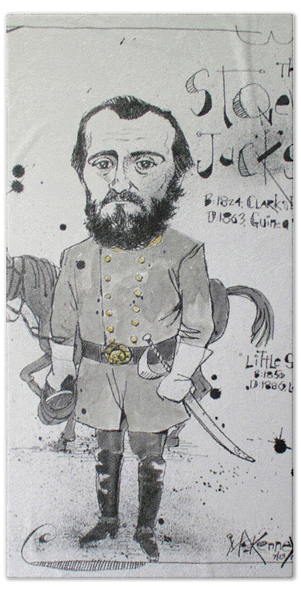  Hand Towel featuring the drawing Stonewall Jackson by Phil Mckenney