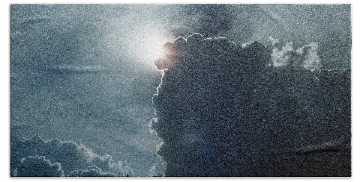 Sun Bath Towel featuring the photograph Storm Clouds Sun and Eagles by Russel Considine