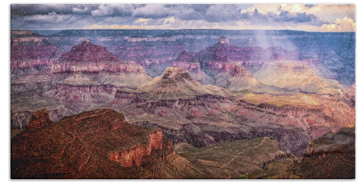 Grand Canyon National Park Bath Towel featuring the photograph Storm Over the Grand Canyon by Norman Reid