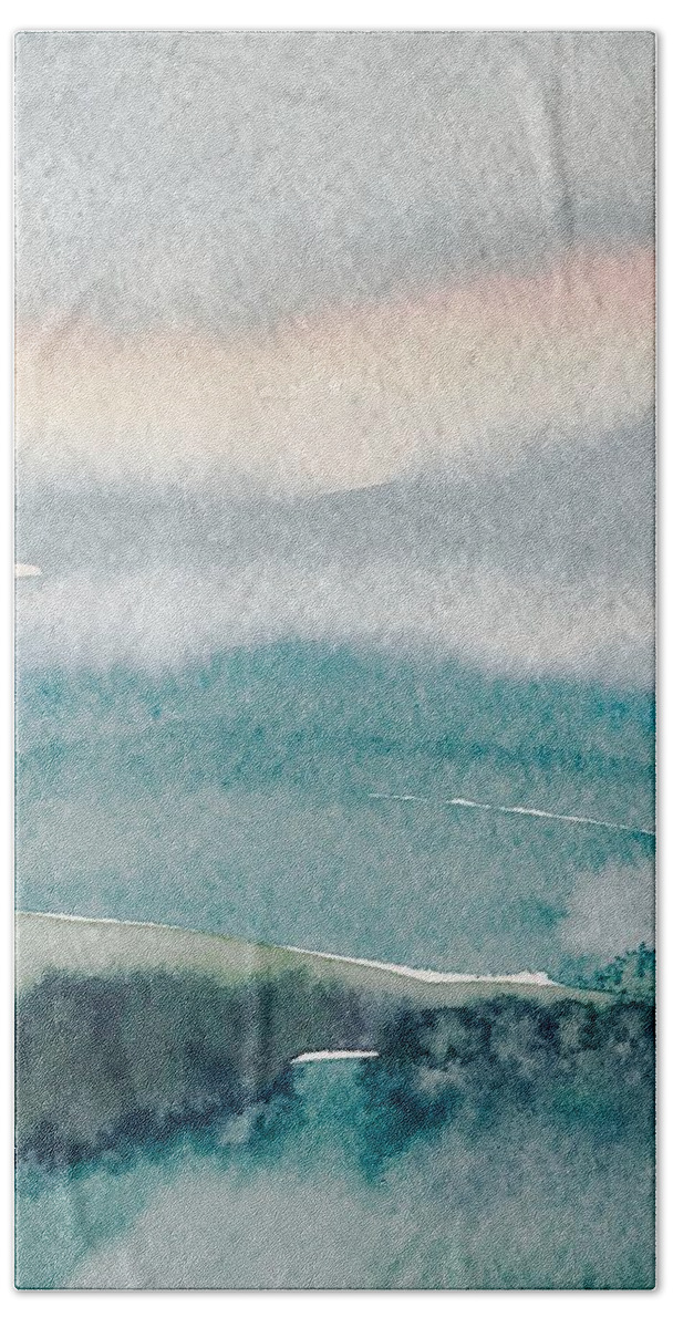 Blue Hand Towel featuring the painting Storm Over Topanga by Luisa Millicent