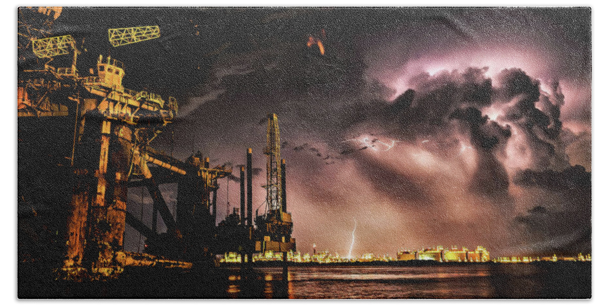 Storm Bath Towel featuring the photograph Stormy Night by Jerry Connally