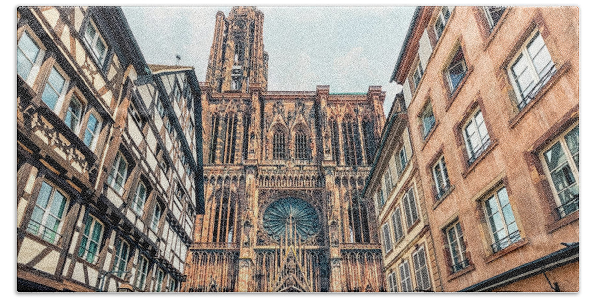 Alsace Hand Towel featuring the photograph Strasbourg Cathedral #1 by Manjik Pictures