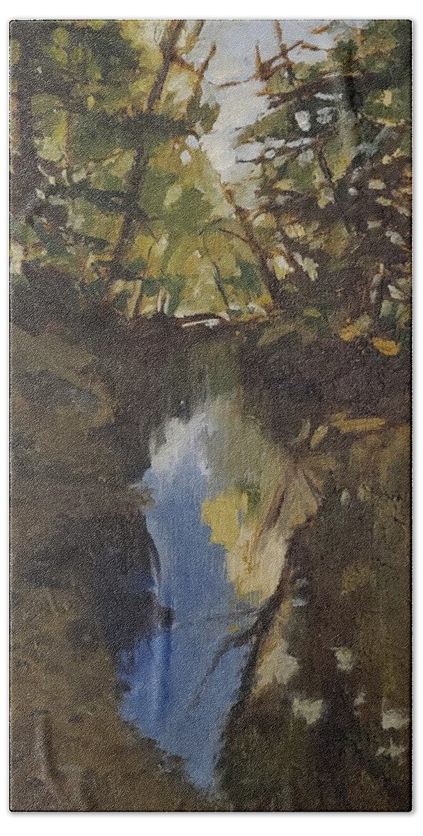 Stream Bath Towel featuring the painting Stream by Sheila Romard