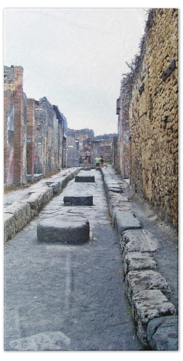 Road Hand Towel featuring the photograph Street In Pompeii II by Debbie Oppermann