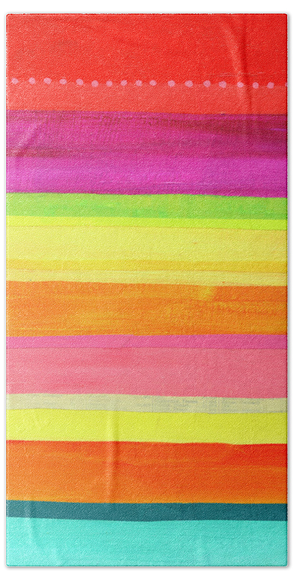 Abstract Art Bath Towel featuring the painting Stripe Study #2 by Jane Davies