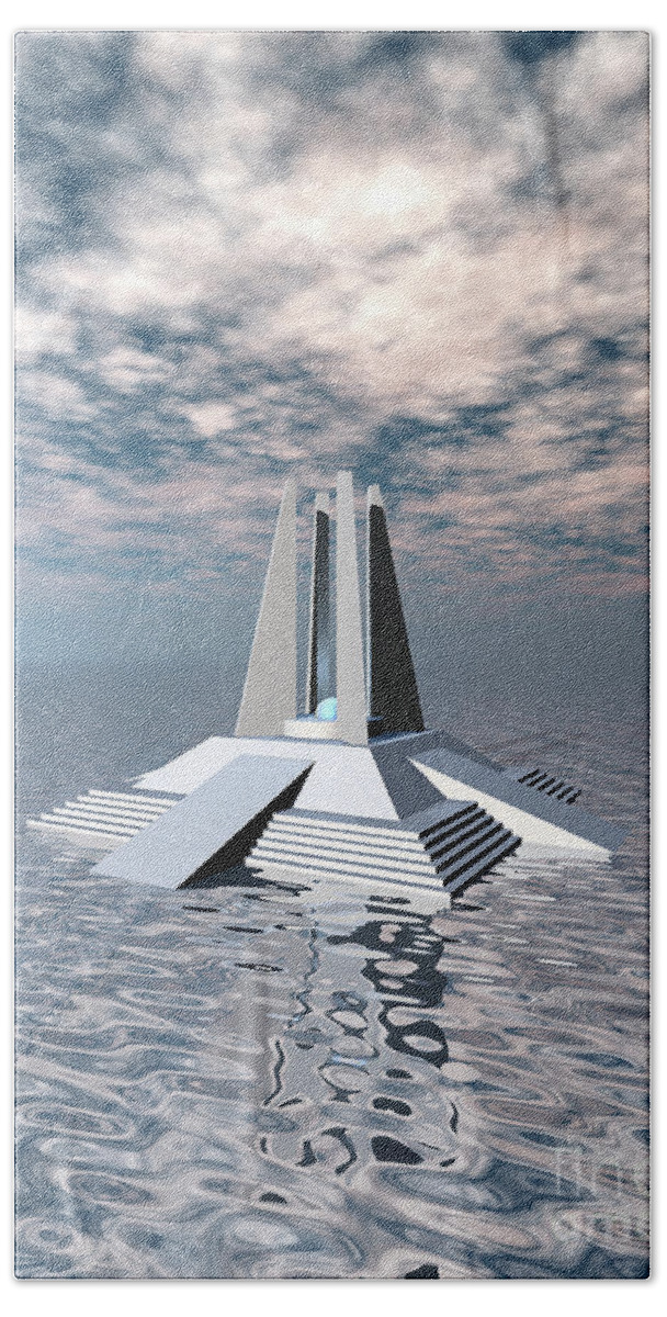 Atlantis Bath Towel featuring the digital art Structural Tower of Atlantis by Phil Perkins