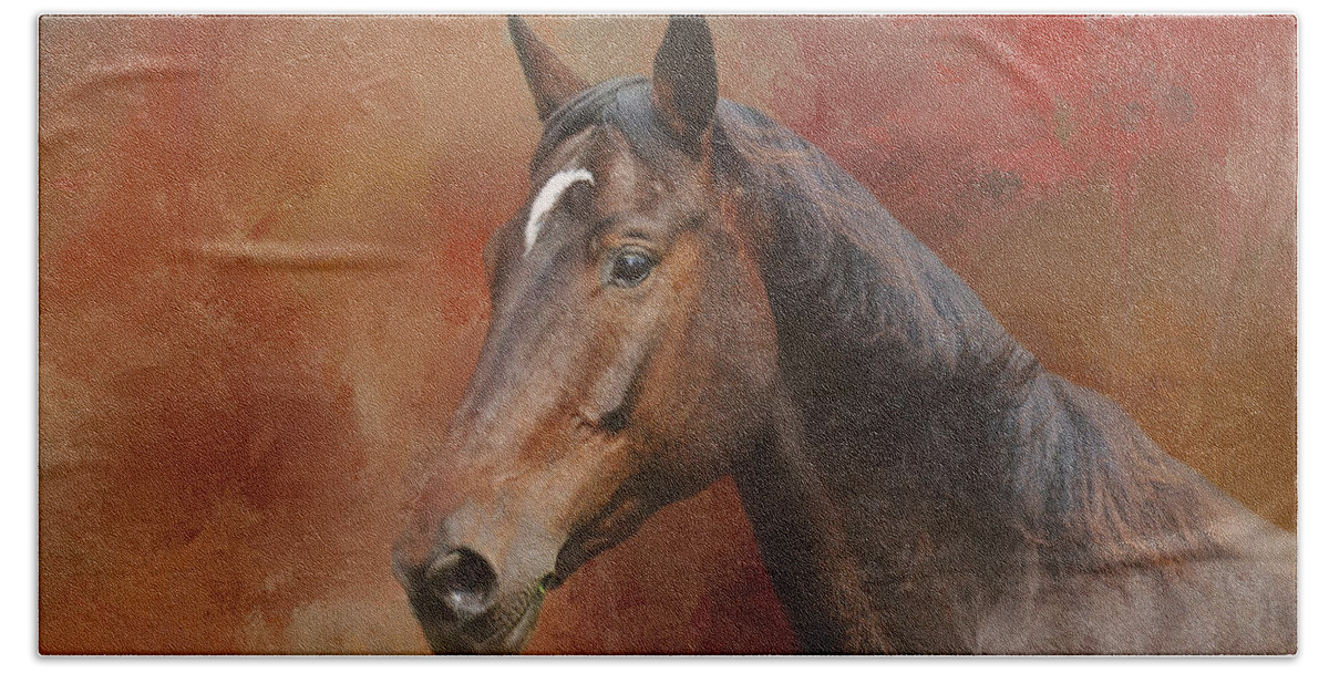 Bay Horse Hand Towel featuring the photograph Stunning Bay Horse by Elisabeth Lucas