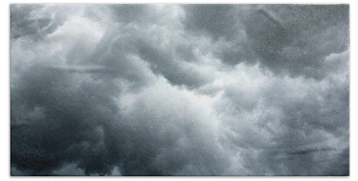 Clouds Hand Towel featuring the photograph Stormy clouds in the sky. by Bernhard Schaffer