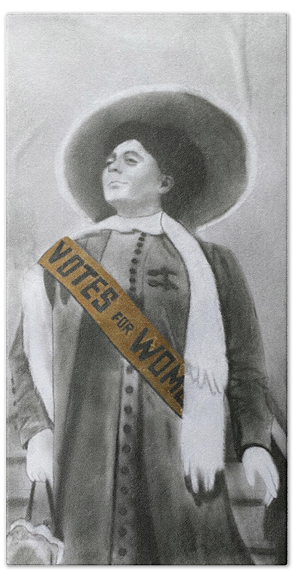 #charcoaldrawing #charcoalpencil #pencildrawing #suffragette #pencilsketch #drawingsketch #votesforwomen #suffrage #votesforwomen #womenart Bath Towel featuring the drawing Suffragette by Nadija Armusik