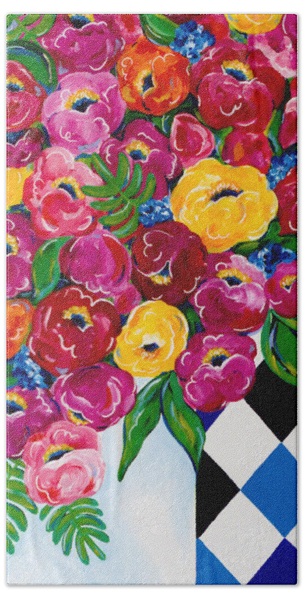 Flower Bouquet Bath Towel featuring the painting Summer Blooms by Beth Ann Scott