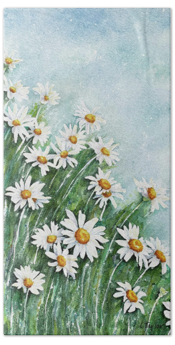 Daisies Hand Towel featuring the painting Summer Breeze by Lori Taylor