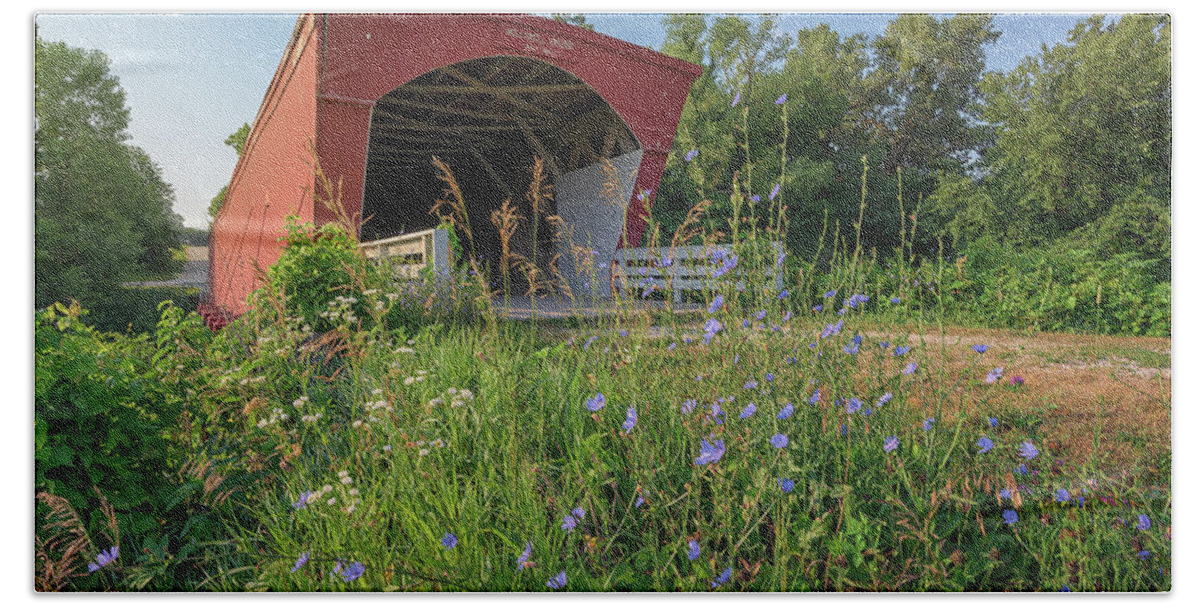 Iowa Hand Towel featuring the photograph Summer Day at Holliwell Bridge by Kristen Wilkinson