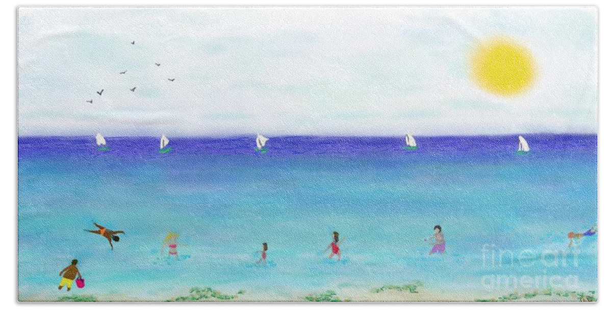 Summer Hand Towel featuring the digital art Summer Holiday by Reina Resto