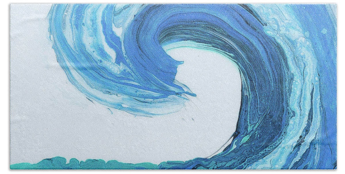 Steve Shaw Hand Towel featuring the painting Summer Wave Two by Steve Shaw