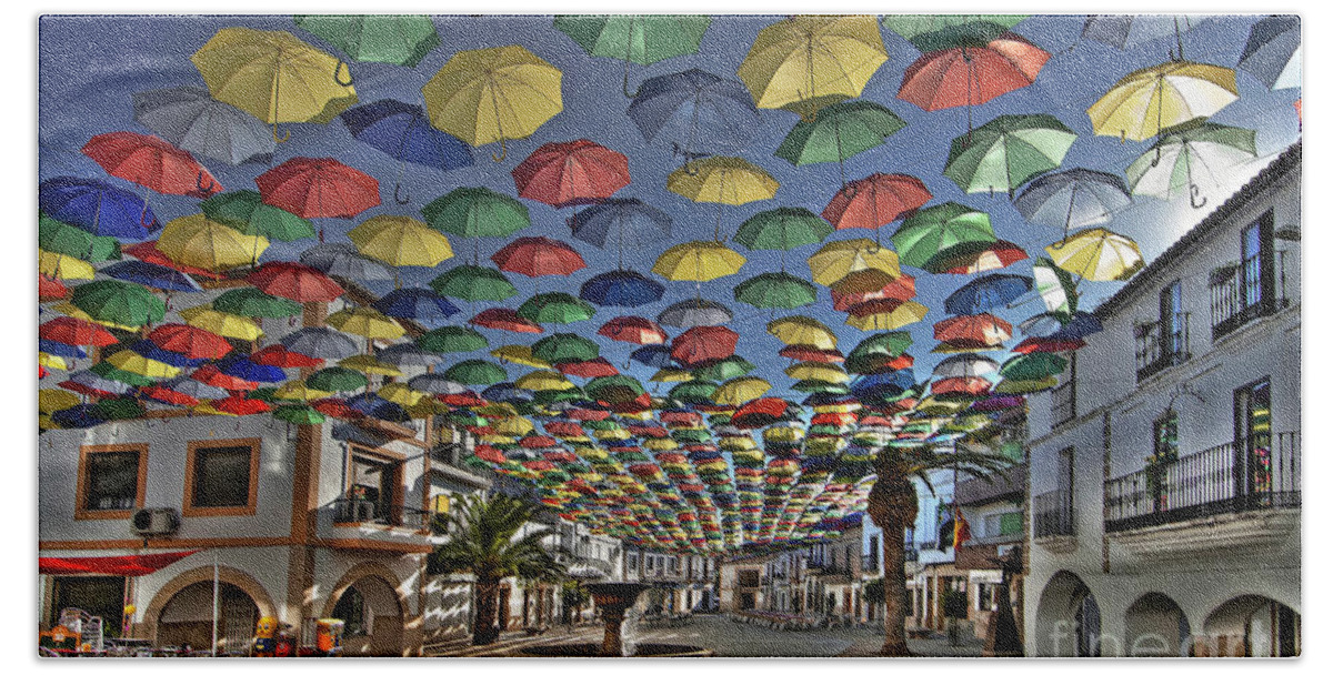Umbrella Hand Towel featuring the photograph Sun Shadow in Malpartida De Caceres - Spain by Paolo Signorini