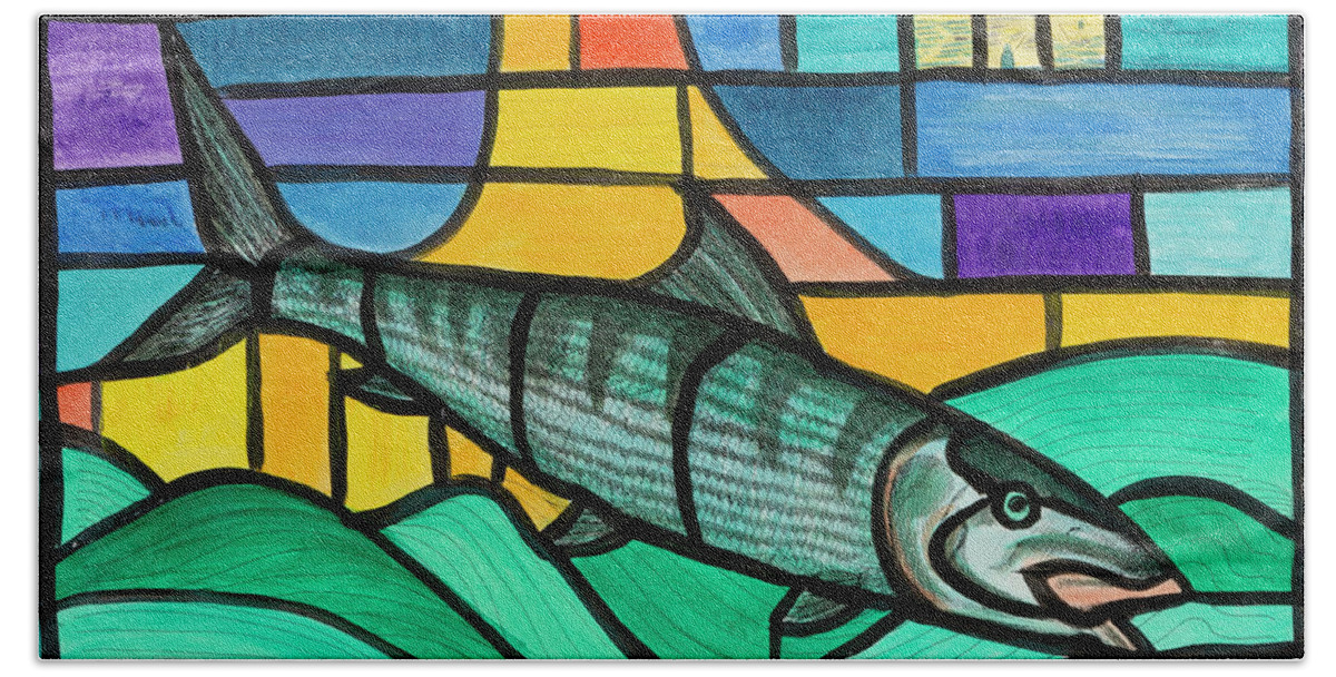 Bone Fish Bath Towel featuring the painting Sunday Morning Bonefish by Steve Shaw