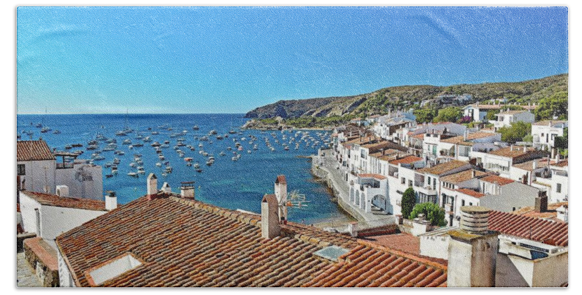 Sunday Bath Towel featuring the photograph Sunday morning in Cadaques by Monika Salvan