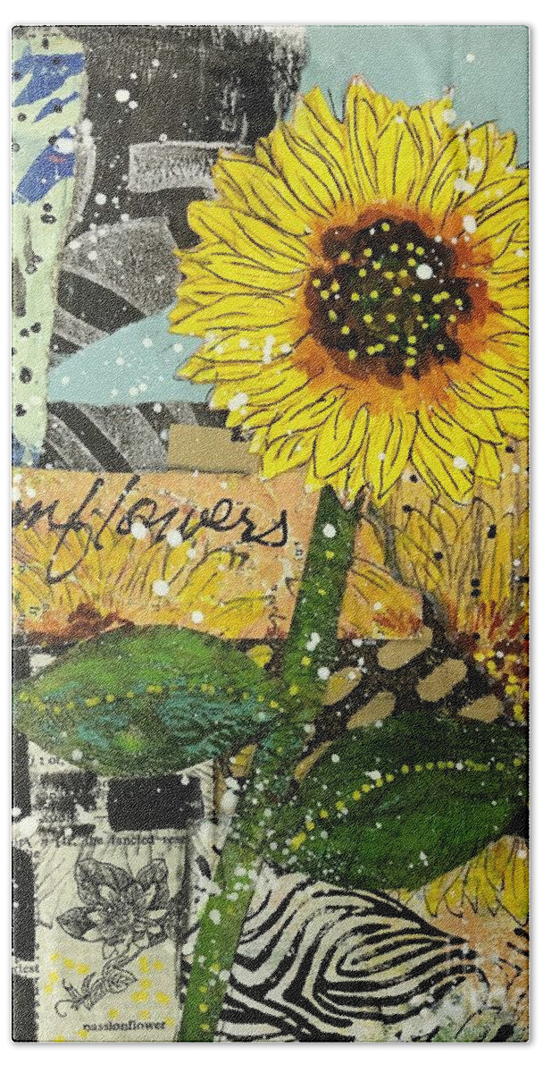 Sunflower Art Hand Towel featuring the painting Sunflower Dance by Cheri Wollenberg