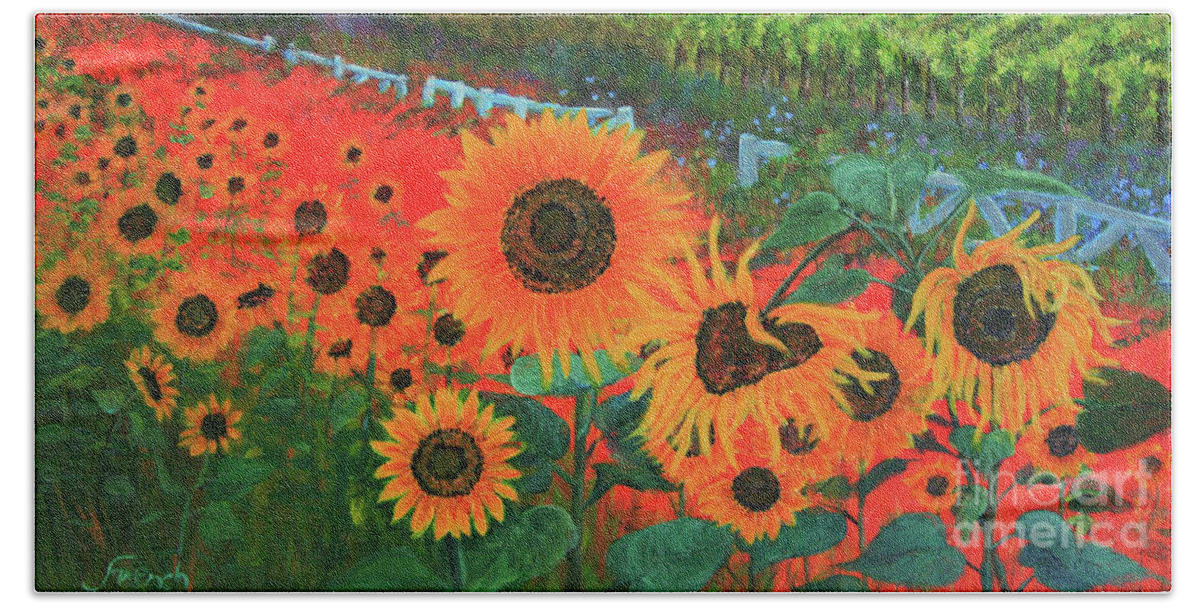 Sunflower Bath Towel featuring the painting Sunflower Life by Jeanette French