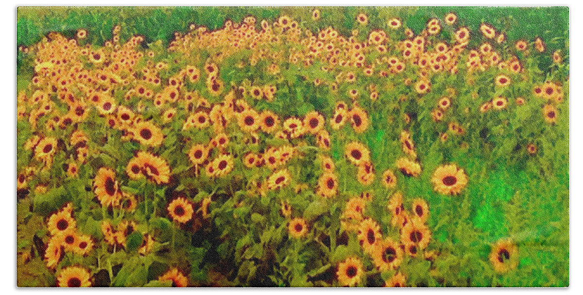 Sunflowers Bath Towel featuring the digital art Sunflowers by Tammy Keyes