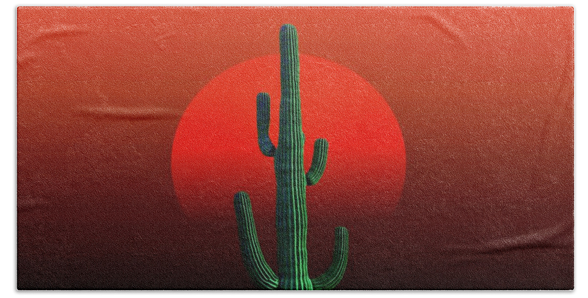 Cactus Hand Towel featuring the digital art Sunguaro by Norman Brule