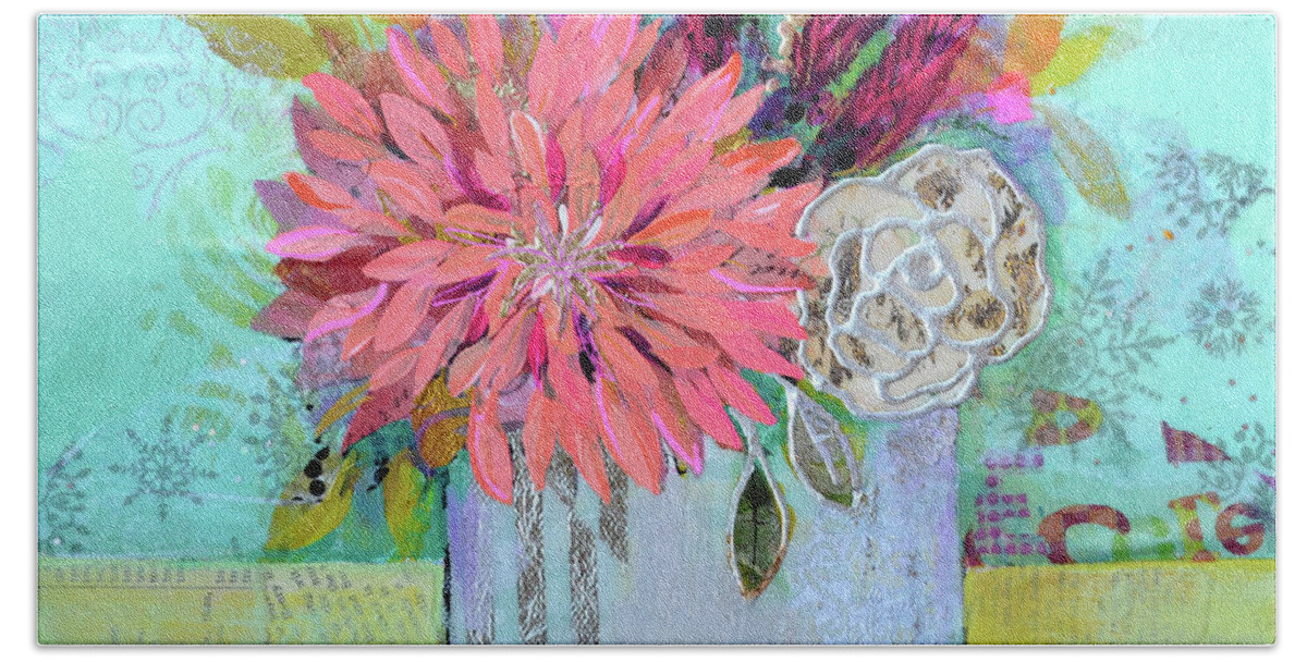 Prints Bath Sheet featuring the painting Sunny Day Bouquet III by Shadia Derbyshire